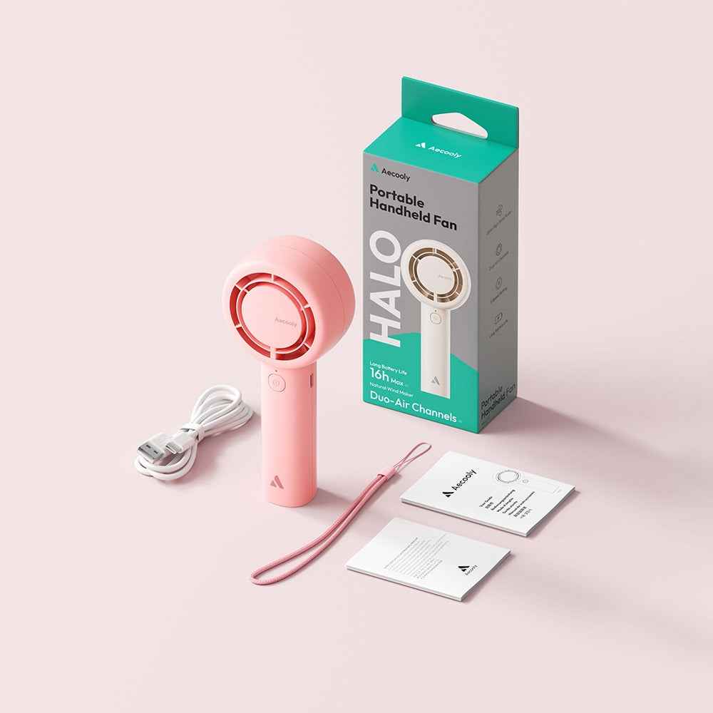 Aecooly Pb01 Mini Vantilatör - Iç Spiralli Çift Halka Hava Akışı Teknolojili 5 Kademeli Soğutucu El Fanı
