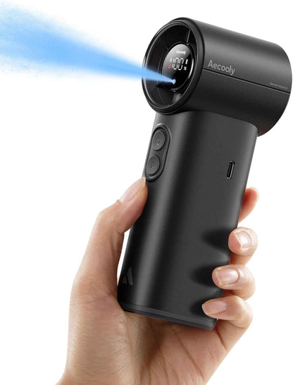 Aecooly PM02 Dijital LED Göstergeli Mist Chill Özellikli 5 Kademeli Portatif Soğutucu El Fanı Siyah