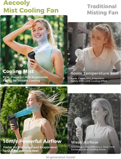 Aecooly PM02 Dijital LED Göstergeli Mist Chill Özellikli 5 Kademeli Portatif Soğutucu El Fanı Lacivert