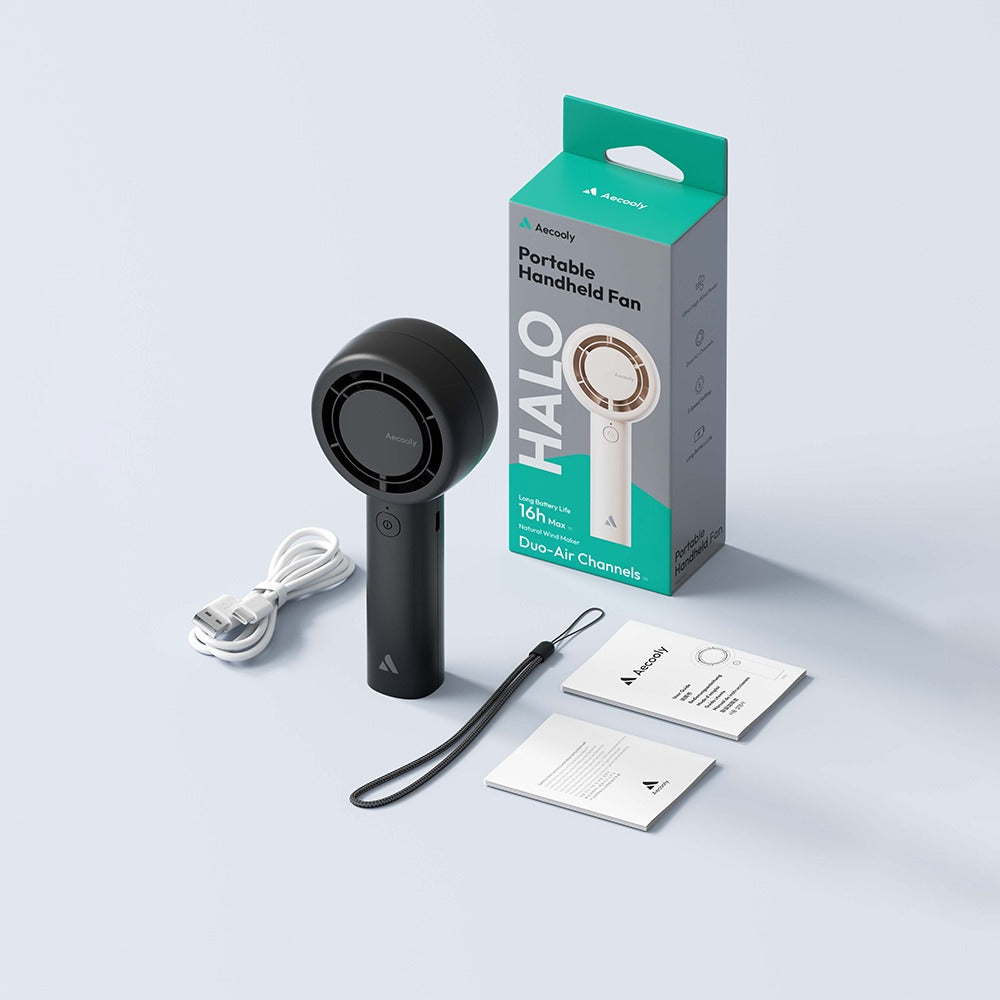 Aecooly Pb01 Iç Spiralli Çift Halka Hava Akışı Teknolojili 5 Kademeli Soğutucu El Fanı Mini Vantilatör